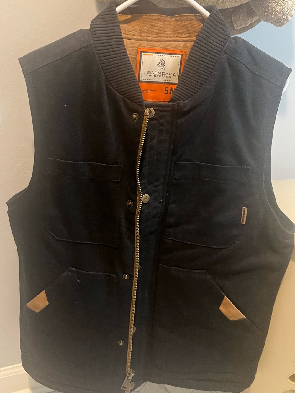 Legendary Whitetails Black Work Vest with Brown Trim